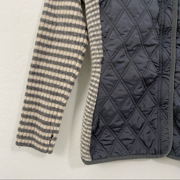 Dakini Women’s S Gray White Striped Wool Blend Jacket Full Zip Mock Neck - Picture 2 of 8